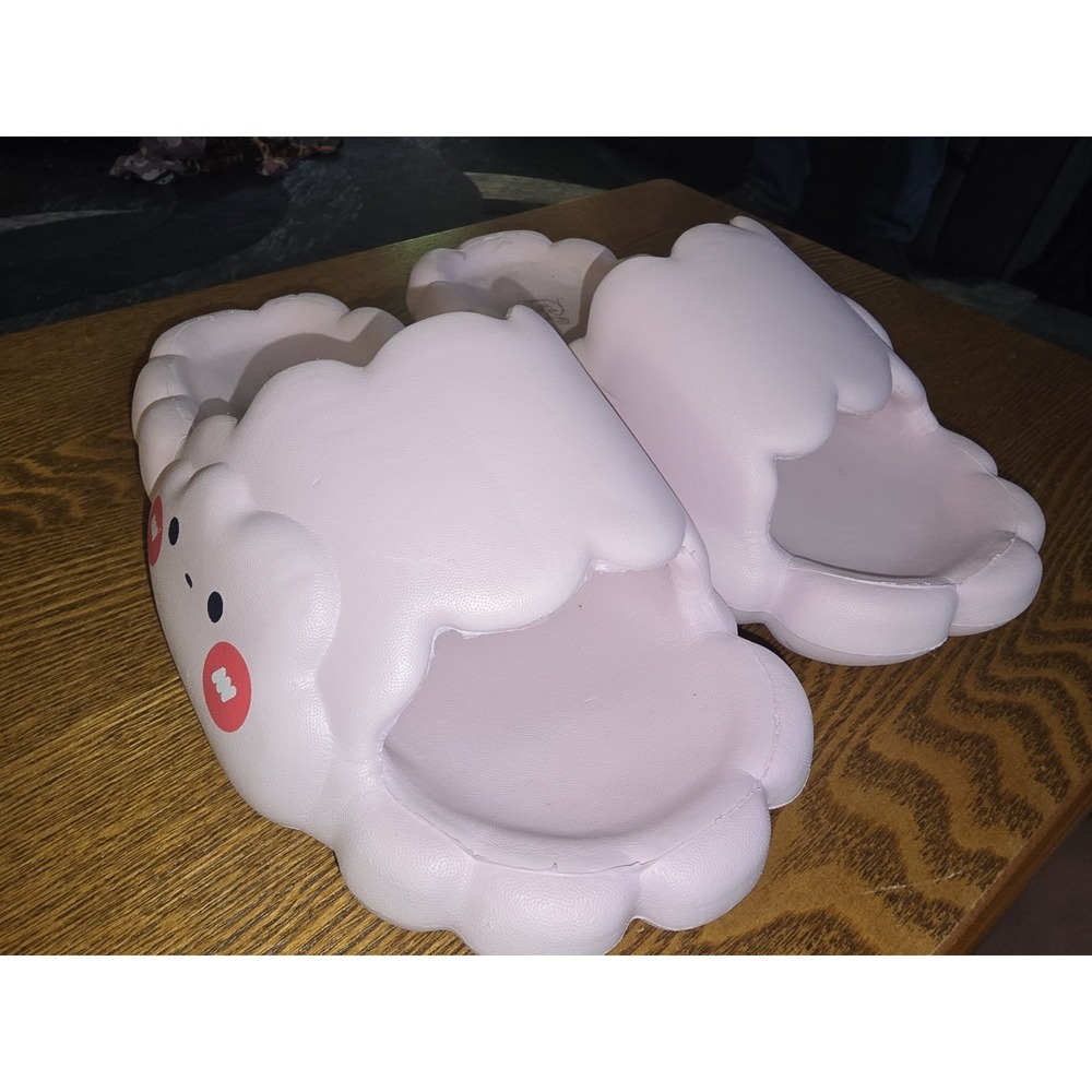 Cute Pink‎ Puffy Cloud Kawaii Novalty Beach Slides Flip Flop Slippers Size 7